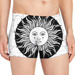 Black And White Celestial Sun Print Men's Boxer Briefs