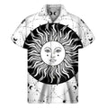 Black And White Celestial Sun Print Men's Short Sleeve Shirt