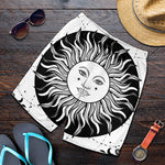 Black And White Celestial Sun Print Men's Shorts