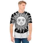 Black And White Celestial Sun Print Men's T-Shirt