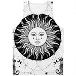 Black And White Celestial Sun Print Men's Tank Top