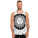Black And White Celestial Sun Print Men's Tank Top