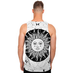 Black And White Celestial Sun Print Men's Tank Top