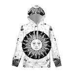 Black And White Celestial Sun Print Pullover Hoodie