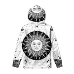Black And White Celestial Sun Print Pullover Hoodie