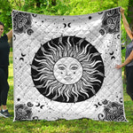 Black And White Celestial Sun Print Quilt