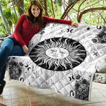 Black And White Celestial Sun Print Quilt