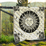 Black And White Celestial Sun Print Quilt