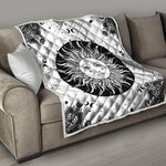 Black And White Celestial Sun Print Quilt