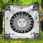 Black And White Celestial Sun Print Quilt