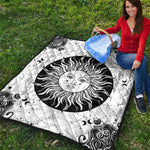 Black And White Celestial Sun Print Quilt