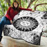 Black And White Celestial Sun Print Quilt