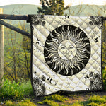 Black And White Celestial Sun Print Quilt