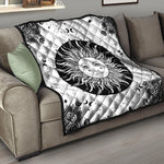 Black And White Celestial Sun Print Quilt