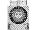 Black And White Celestial Sun Print Quilt Bed Set