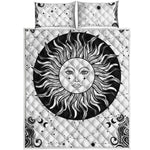 Black And White Celestial Sun Print Quilt Bed Set