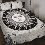 Black And White Celestial Sun Print Quilt Bed Set