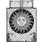 Black And White Celestial Sun Print Quilt Bed Set