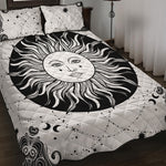 Black And White Celestial Sun Print Quilt Bed Set
