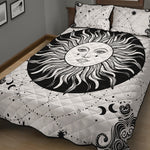 Black And White Celestial Sun Print Quilt Bed Set