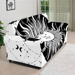 Black And White Celestial Sun Print Sofa Cover