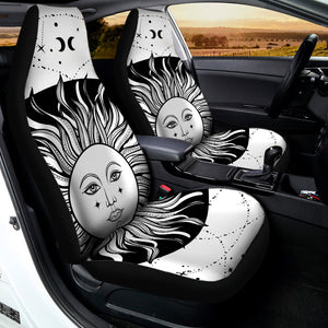Black And White Celestial Sun Print Universal Fit Car Seat Covers