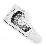 Black And White Celestial Sun Print White High Top Shoes