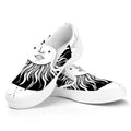 Black And White Celestial Sun Print White Slip On Sneakers