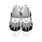 Black And White Celestial Sun Print White Slip On Shoes