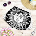 Black And White Celestial Sun Print Women's Shorts