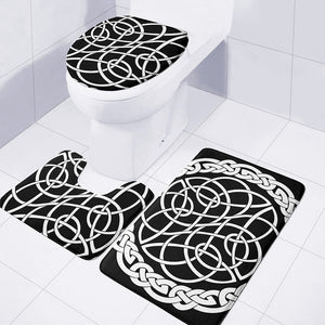 Black And White Celtic Knot Print 3 Piece Bath Mat Set