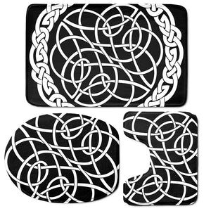 Black And White Celtic Knot Print 3 Piece Bath Mat Set