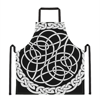 Black And White Celtic Knot Print Apron