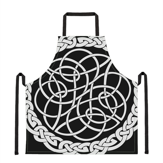 Black And White Celtic Knot Print Apron