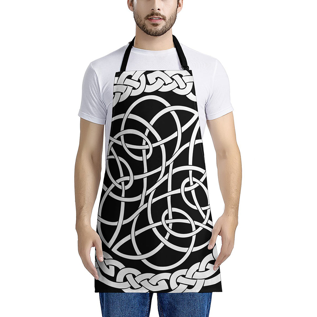 Black And White Celtic Knot Print Apron