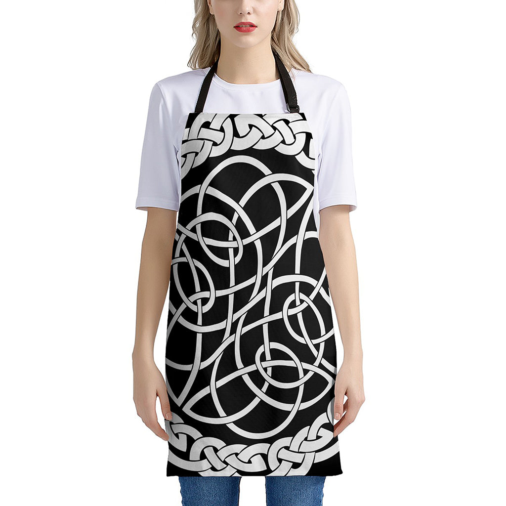 Black And White Celtic Knot Print Apron