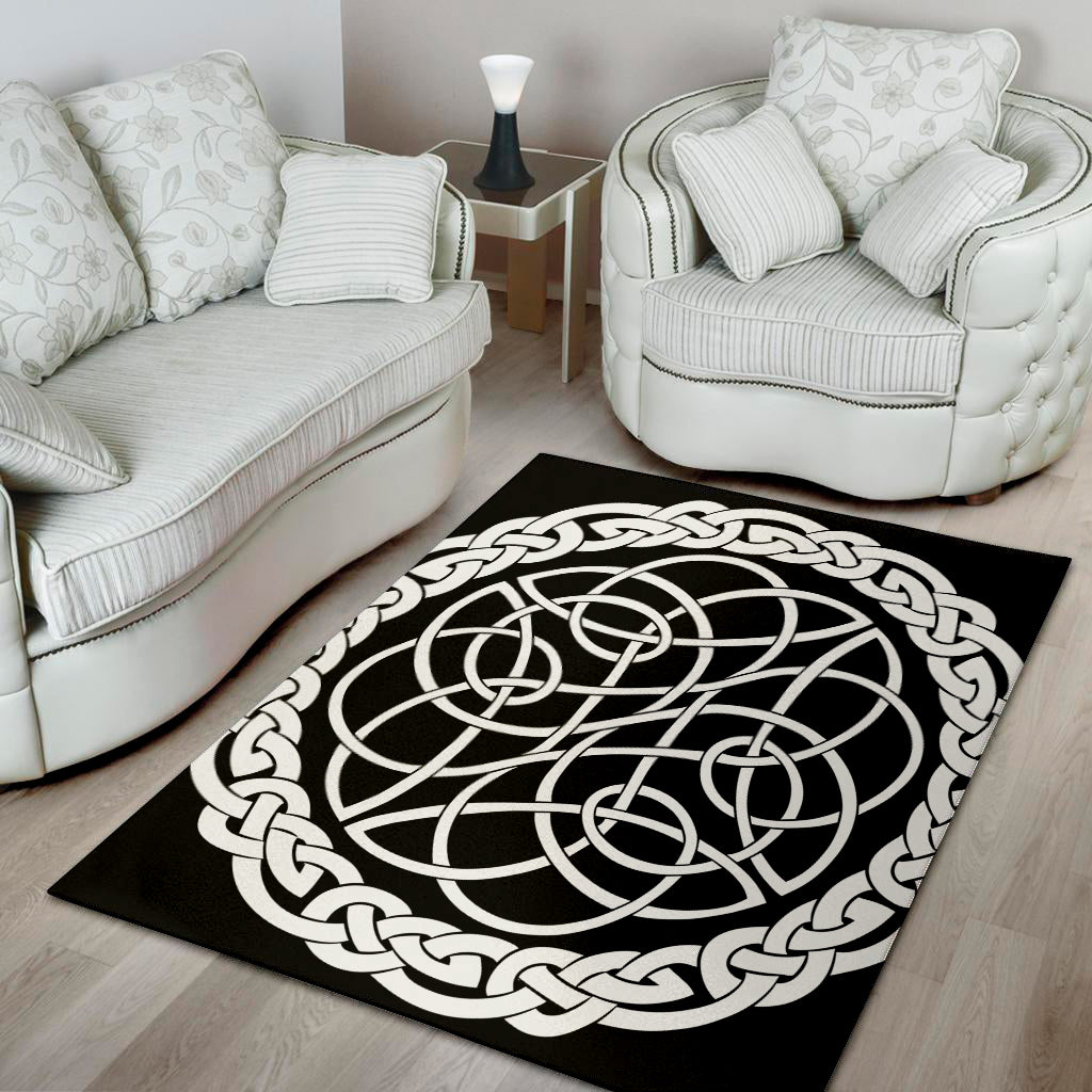 Black And White Celtic Knot Print Area Rug