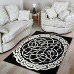 Black And White Celtic Knot Print Area Rug