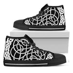 Black And White Celtic Knot Print Black High Top Shoes