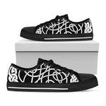 Black And White Celtic Knot Print Black Low Top Shoes 