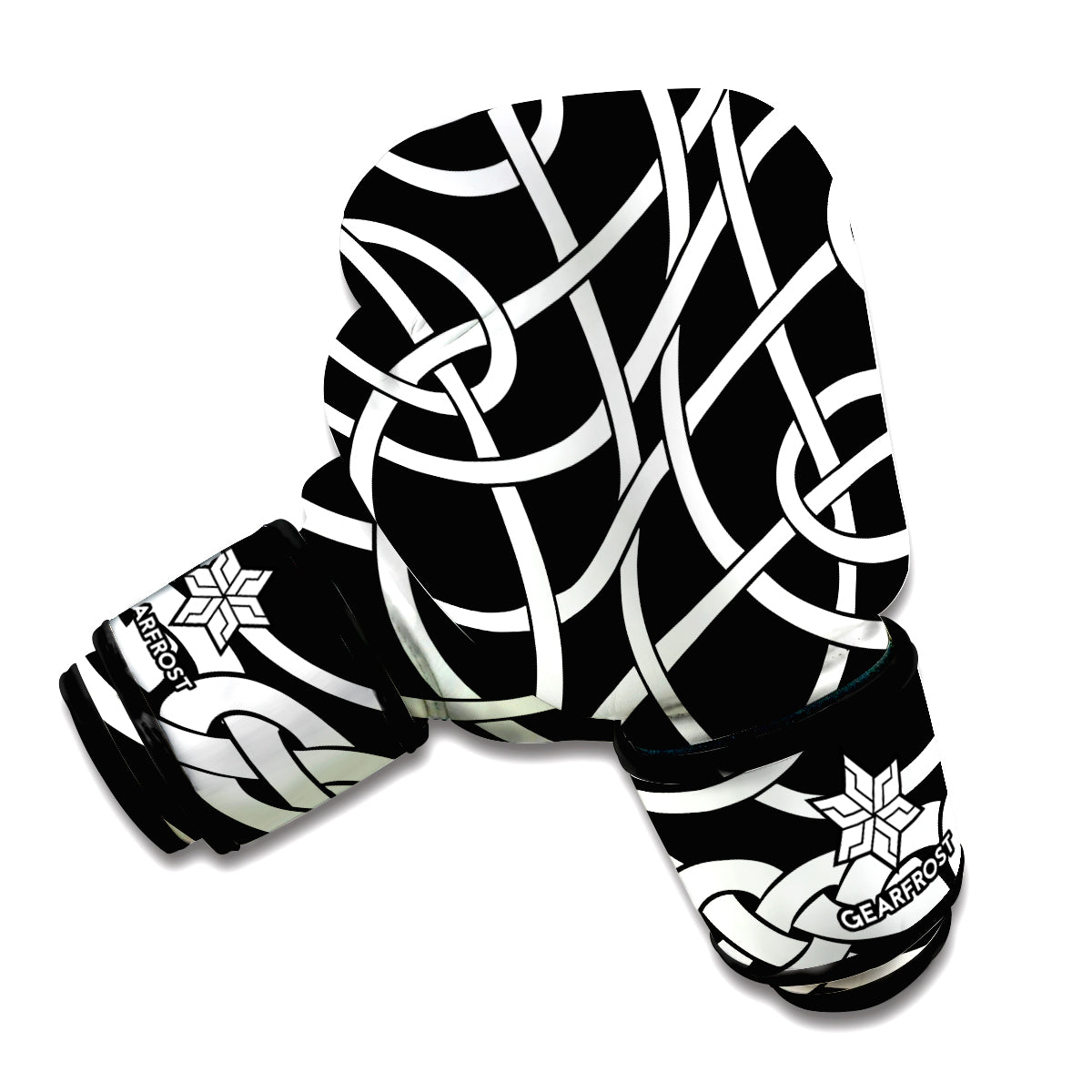 Black And White Celtic Knot Print Boxing Gloves