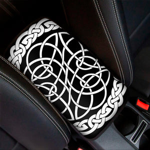 Black And White Celtic Knot Print Car Center Console Cover