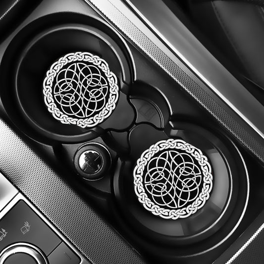 Black And White Celtic Knot Print Car Coasters