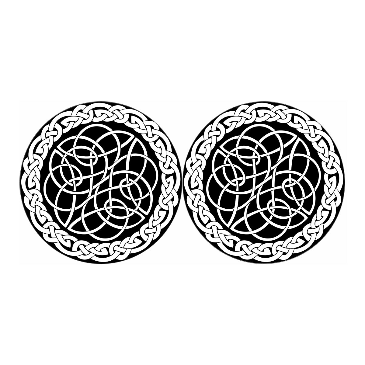 Black And White Celtic Knot Print Car Coasters
