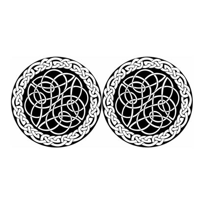 Black And White Celtic Knot Print Car Coasters