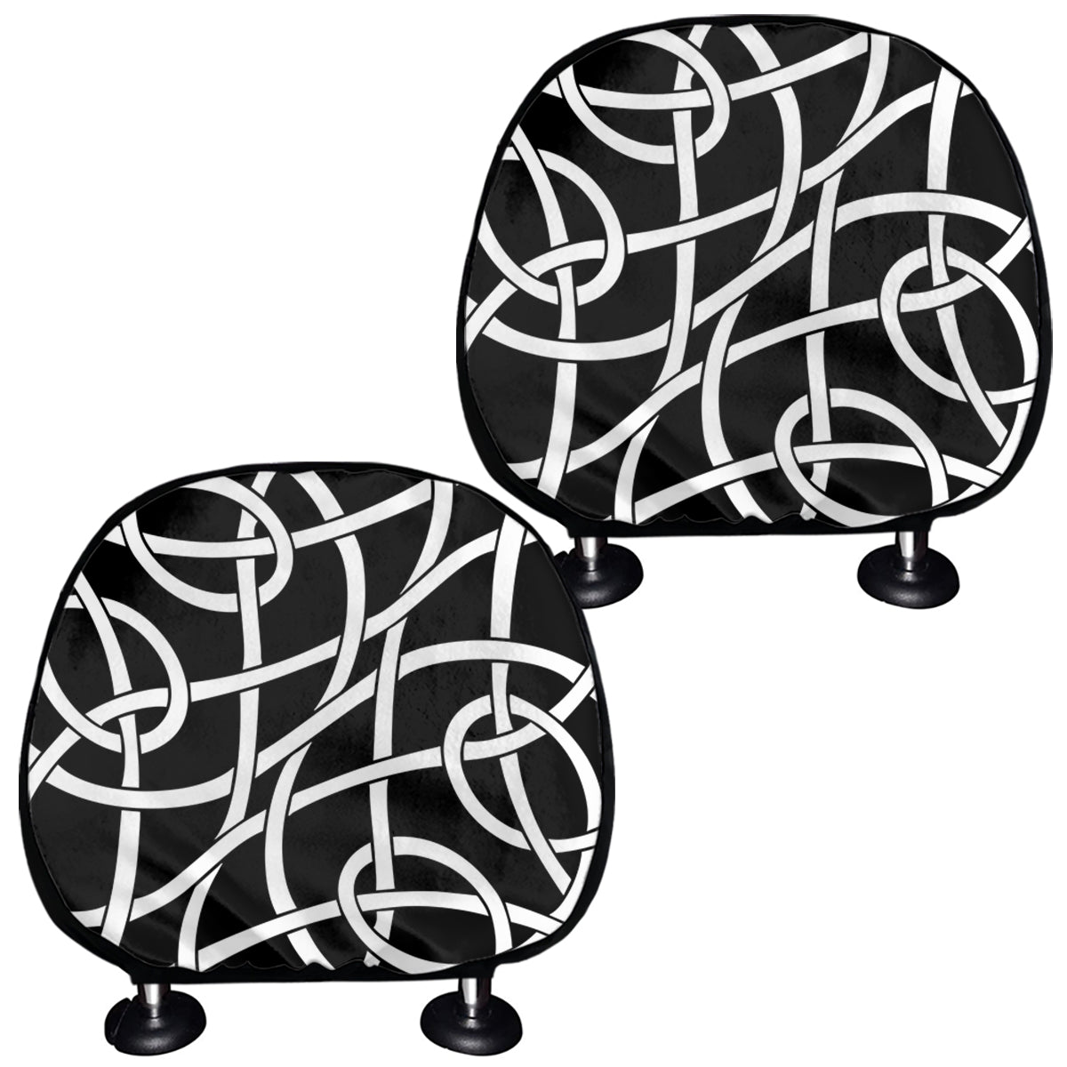 Black And White Celtic Knot Print Car Headrest Covers