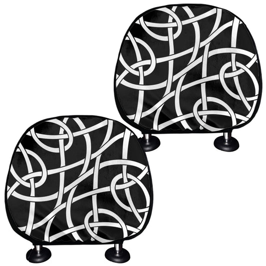 Black And White Celtic Knot Print Car Headrest Covers