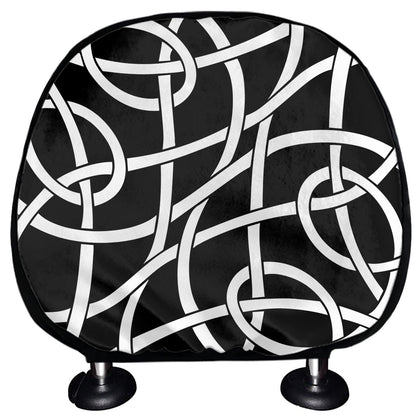 Black And White Celtic Knot Print Car Headrest Covers