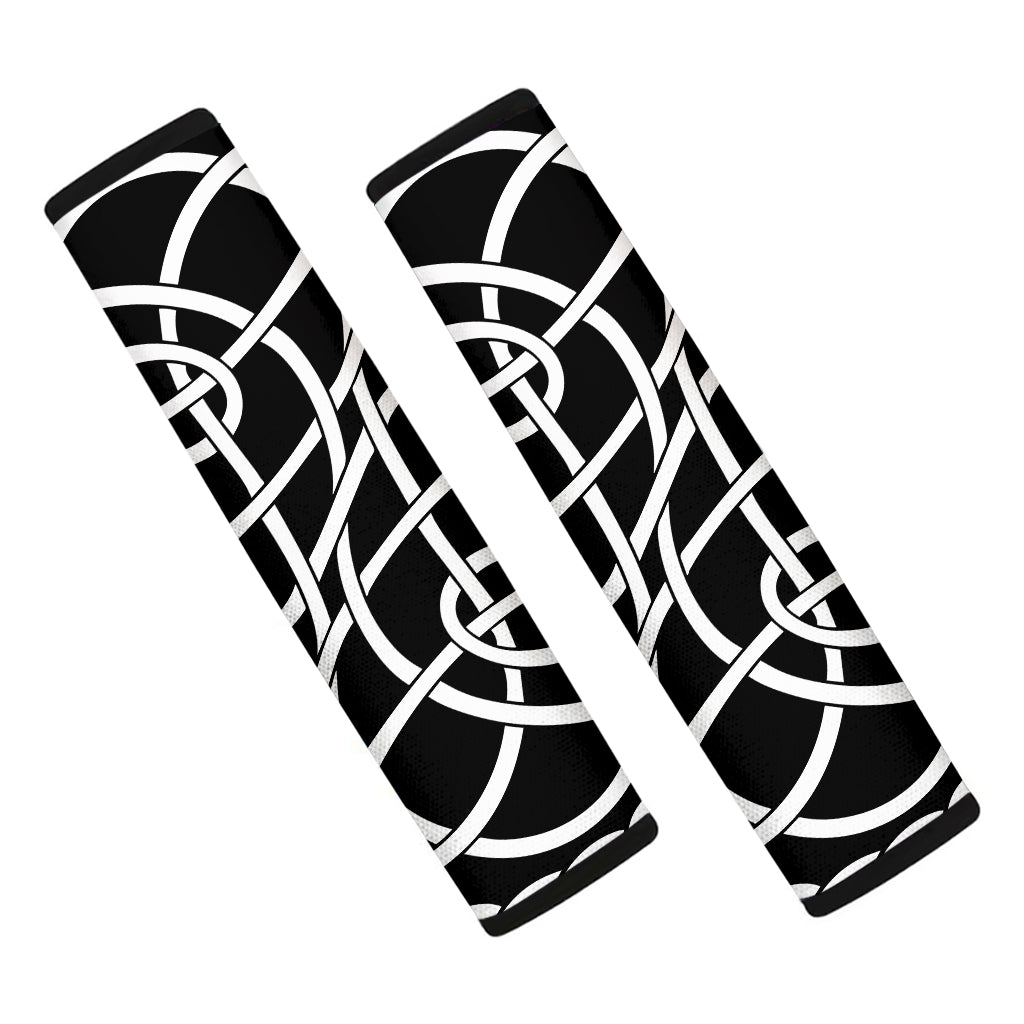 Black And White Celtic Knot Print Car Seat Belt Covers