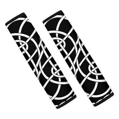 Black And White Celtic Knot Print Car Seat Belt Covers